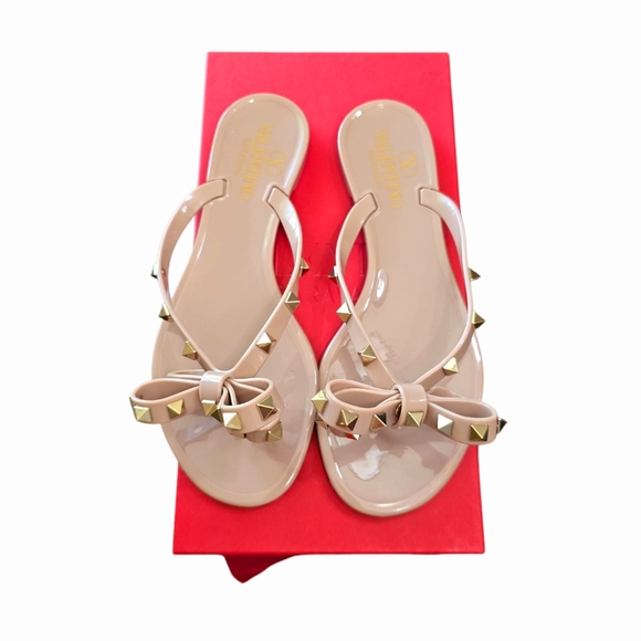 Valentino Garavani White Rockstud PVC Sandals - Picture 1 of 9